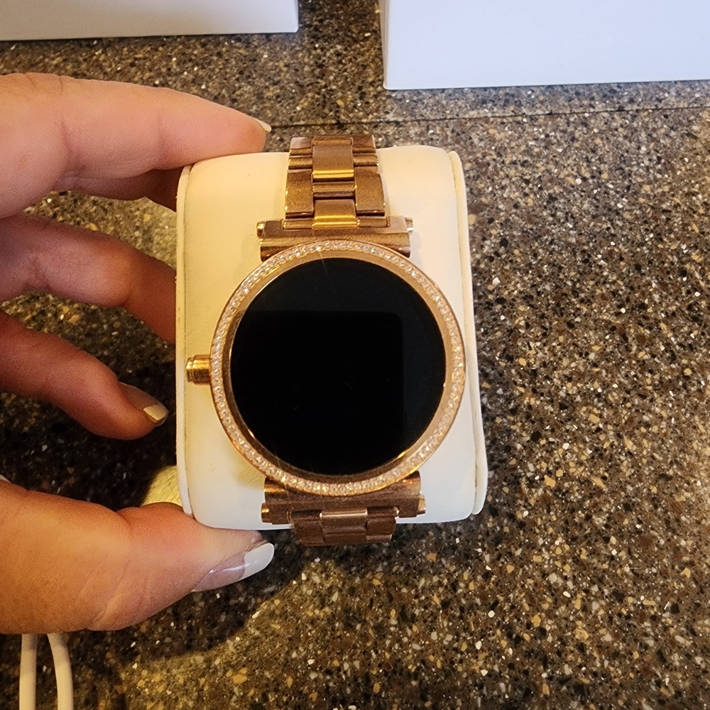 Michael Kors Rose Gold Smartwatch with Crystal Bezel